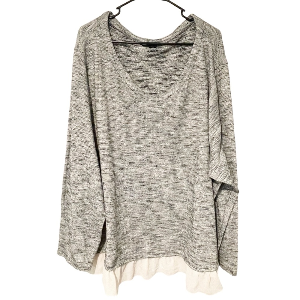 Torrid Plus Size 6X Jumper Sweater Knit Lace Bottom Scoop Neck Gray